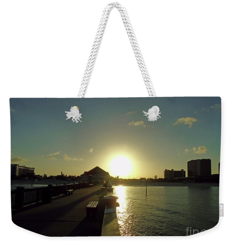Sunrise Weekender Tote Bag featuring the photograph Sunrise Over Pier 60 by D Hackett