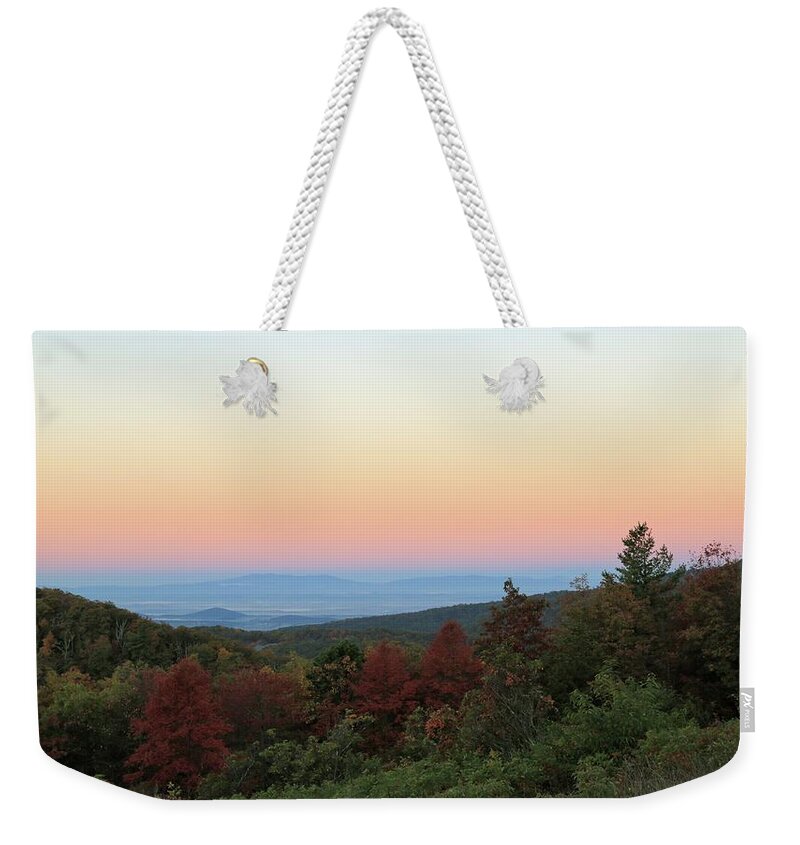 Photosbymch Weekender Tote Bag featuring the photograph Sunrise over the Shenandoah Valley by M C Hood