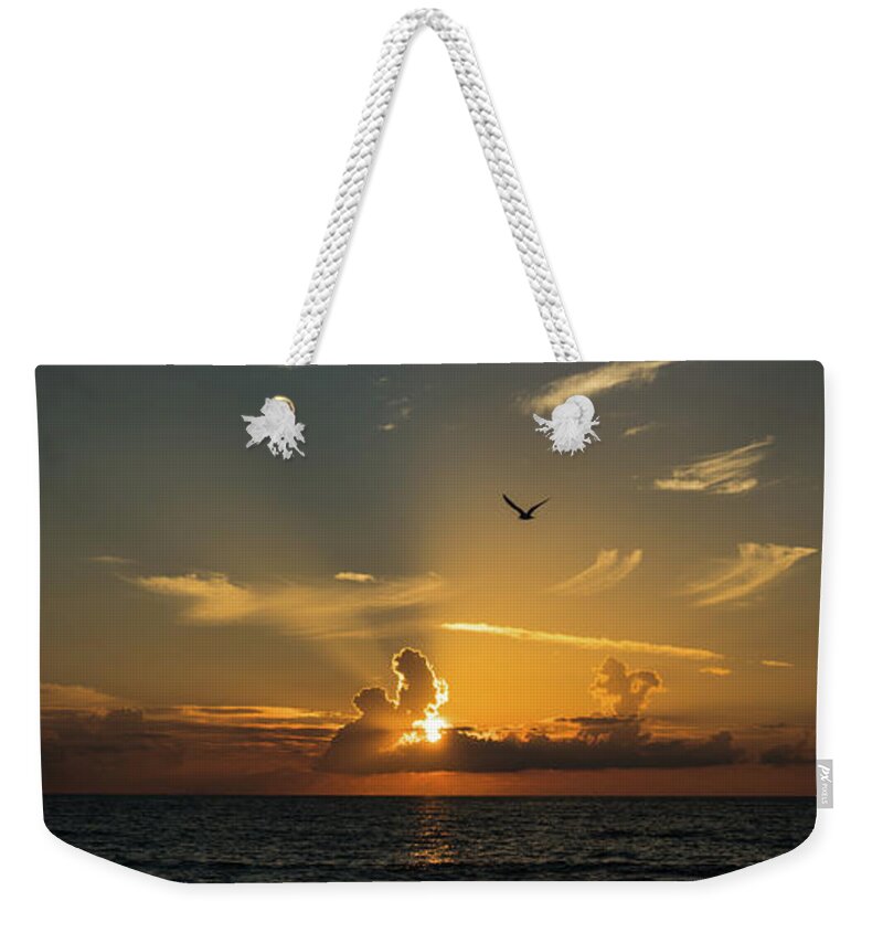 Florida Weekender Tote Bag featuring the photograph Sunrise Rays Delray Beach Florida by Lawrence S Richardson Jr