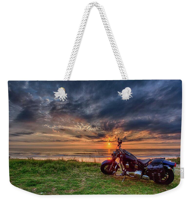 Sunrise Weekender Tote Bag featuring the photograph Sunrise Ride by Dillon Kalkhurst