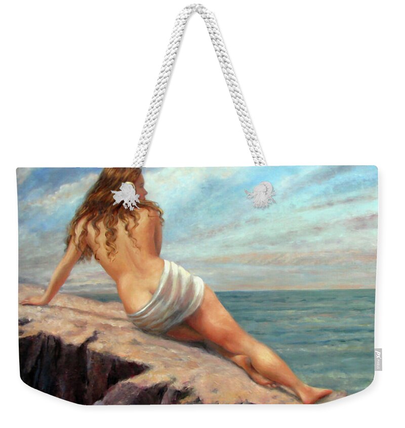 Nude Woman Weekender Tote Bag featuring the painting Sunrise, Sunset by Marie Witte
