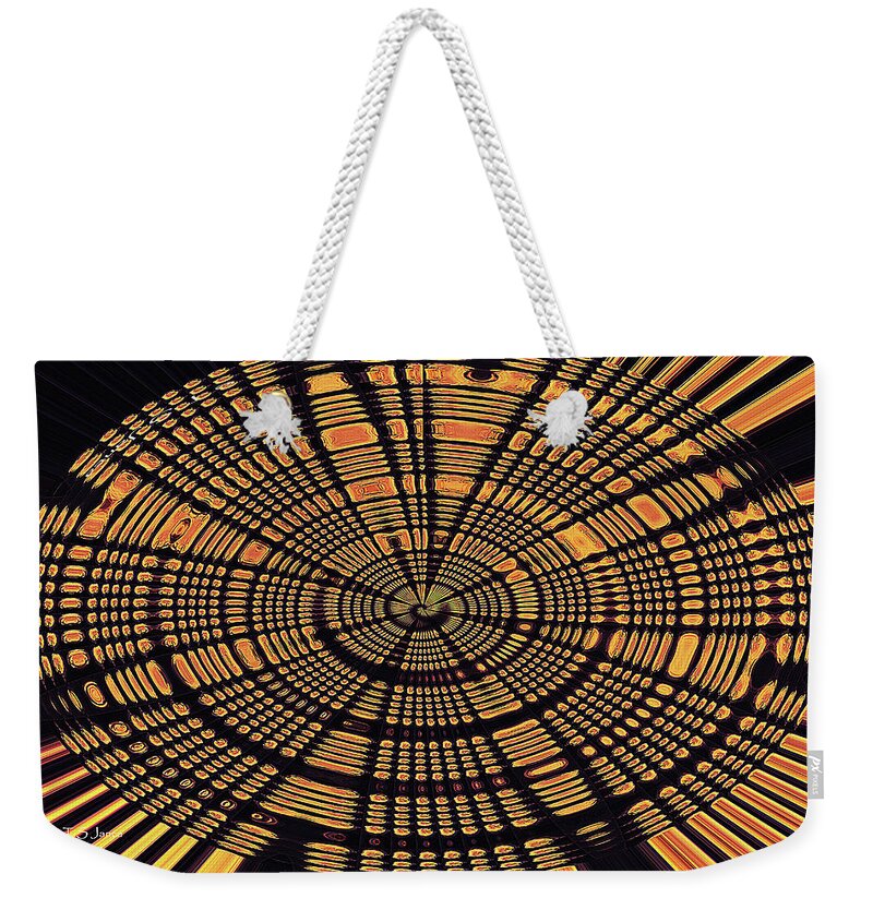 Sunset # 2132 Oval Abstract Weekender Tote Bag featuring the digital art Sunset # 2132 Oval Abstract by Tom Janca