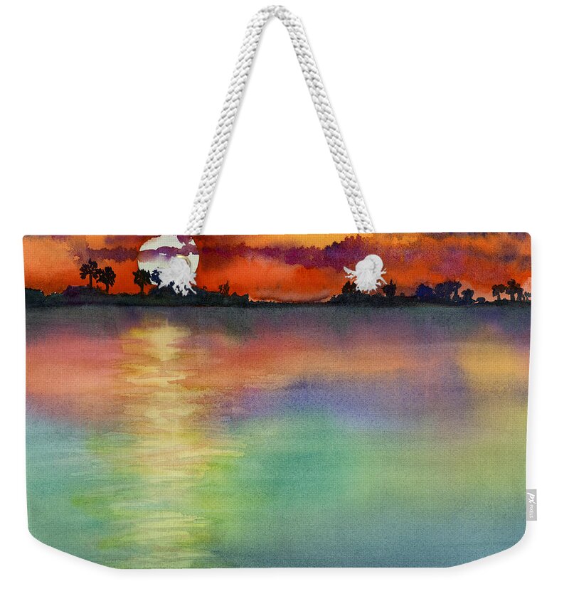 Sunset Weekender Tote Bag featuring the painting Sunset by Amy Kirkpatrick