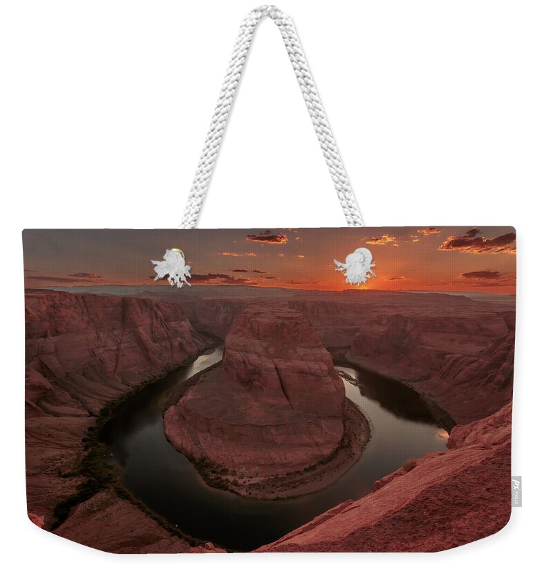 Sunset Weekender Tote Bag featuring the photograph Sunset at Horseshoe Bend by Susan Rissi Tregoning