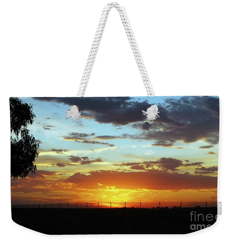 Australian Bush Sunset Weekender Tote Bag featuring the photograph Sunset at Little River Victoria by Lexa Harpell