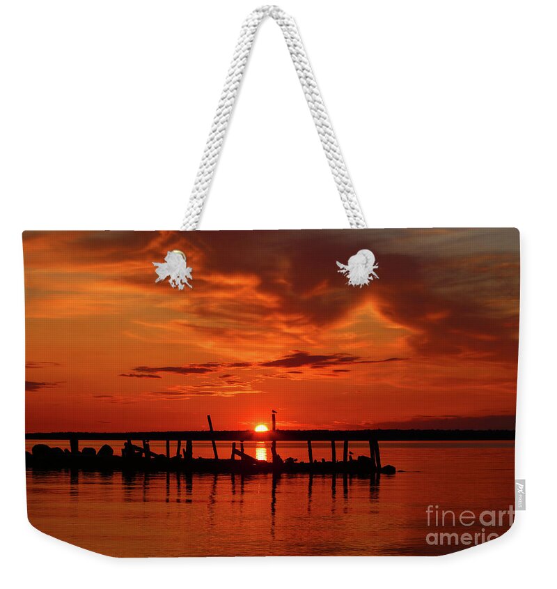 Sunset Weekender Tote Bag featuring the photograph Sunset at Little Sand Bay by Marty Fancy