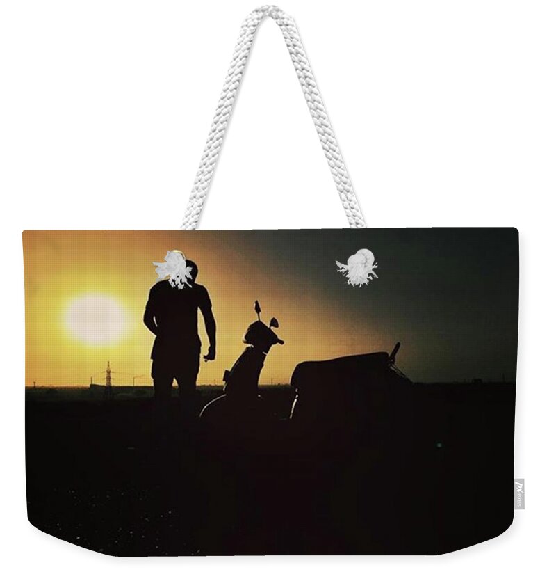 Weekender Tote Bag featuring the photograph Sunset At Local Dam.
model Courtsey: by Manthan Patel
