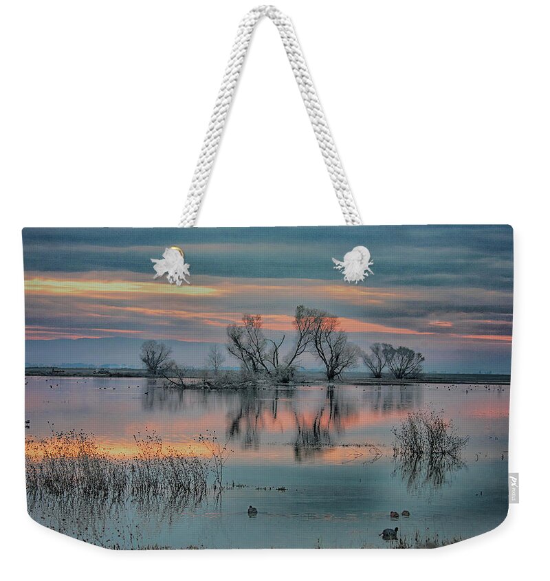 San Luis Wildlife Refuge Weekender Tote Bag featuring the photograph Sunset at San Luis  by Patricia Dennis