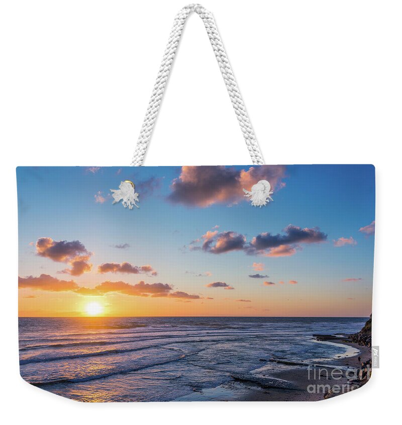 Beach Weekender Tote Bag featuring the photograph Sunset at Swami's Beach by David Levin