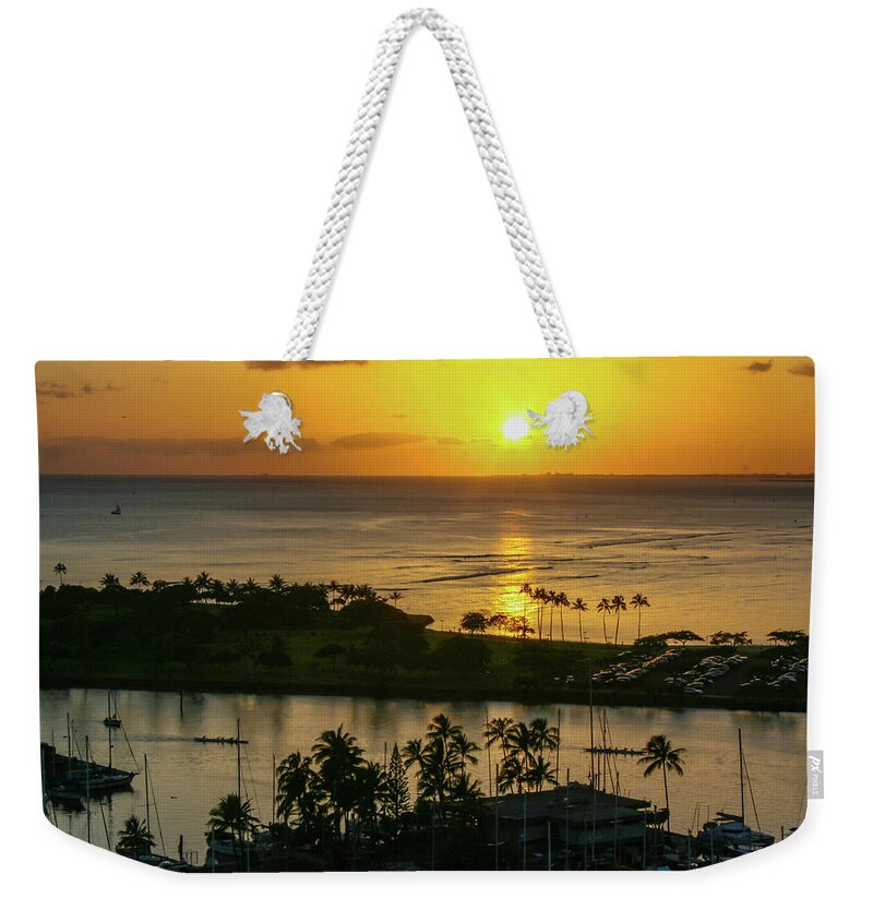 Sunset Weekender Tote Bag featuring the photograph Sunset at the Harbor by Aashish Vaidya