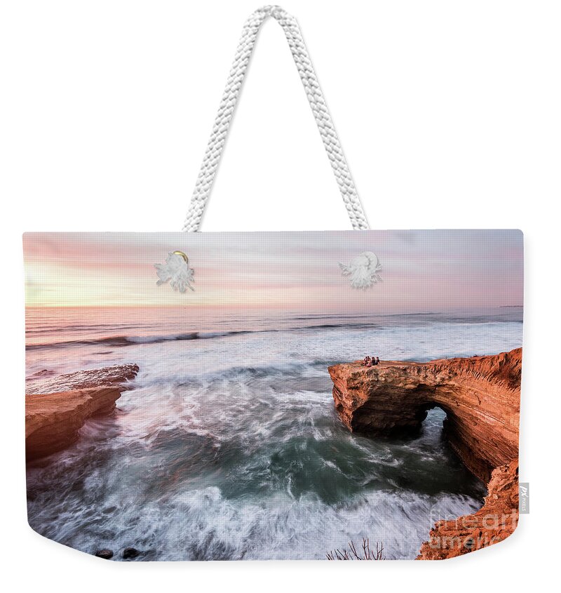 Beach Weekender Tote Bag featuring the photograph Sunset Cliffs Rush by David Levin