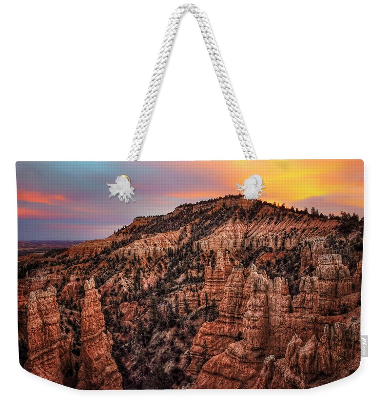 Sunset Weekender Tote Bag featuring the photograph Sunset - Fairyland Point - Bryce by Nikolyn McDonald