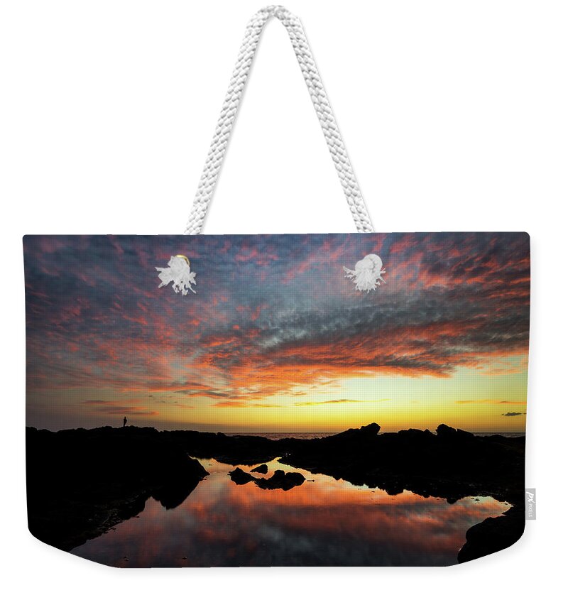Hawaii Weekender Tote Bag featuring the photograph Sunset Fisherman by Christopher Johnson
