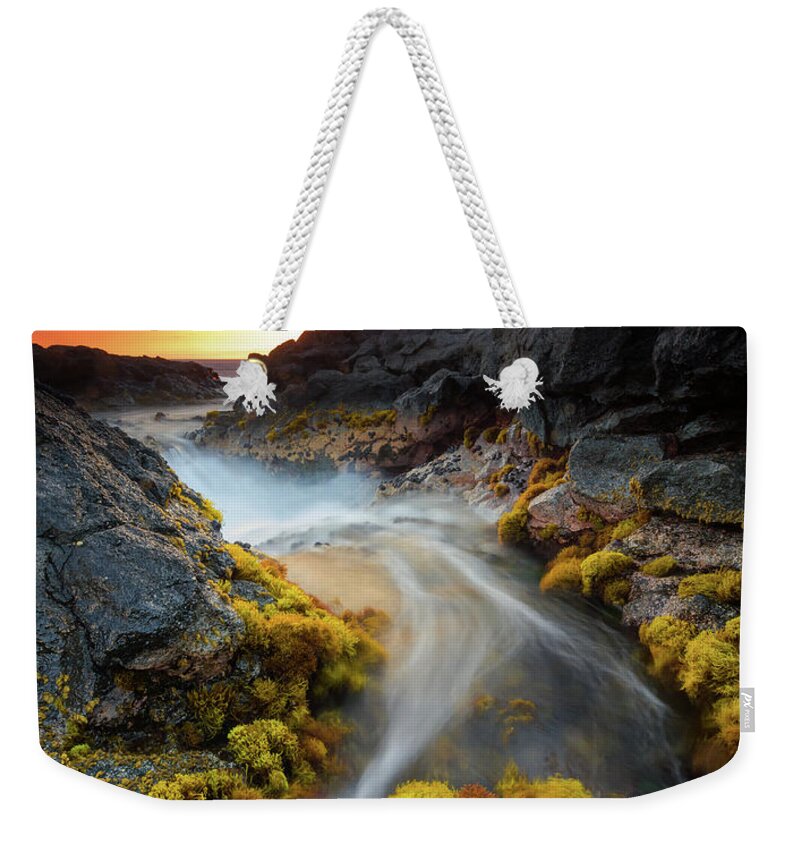 Sunset Weekender Tote Bag featuring the photograph Sunset Flow by Christopher Johnson