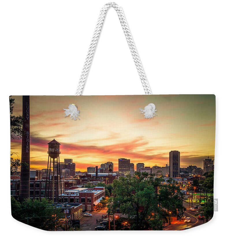 Lucky Strike Weekender Tote Bag featuring the photograph Sunset from the Hill by Stacy Abbott
