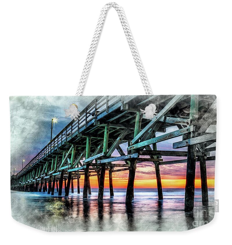Sunset Weekender Tote Bag featuring the digital art Sunset in Cherry Grove by David Smith