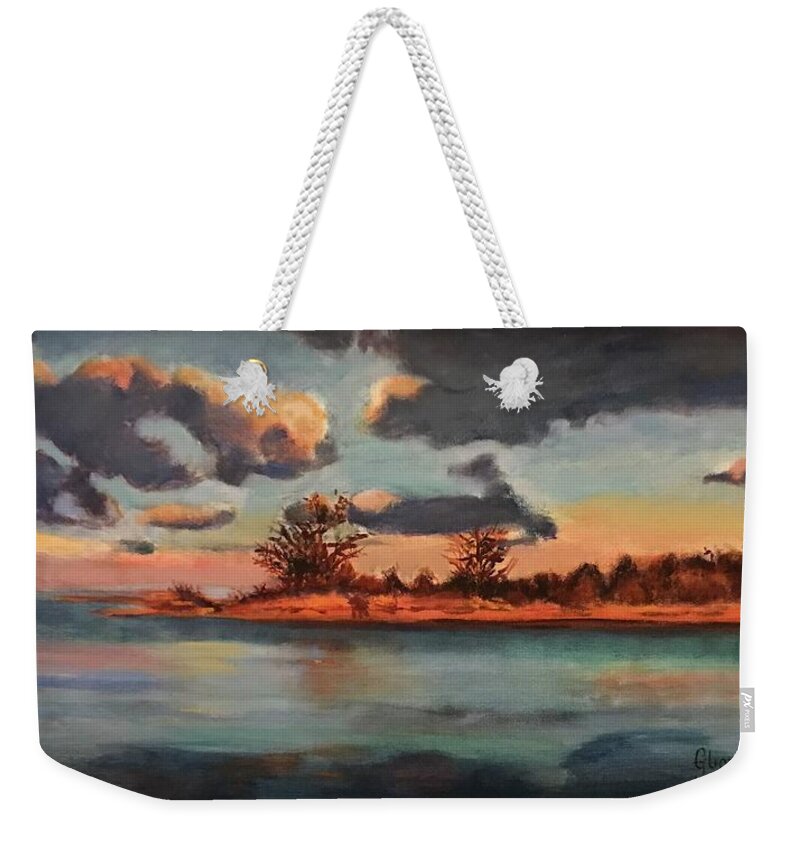 Sunset Weekender Tote Bag featuring the painting Sunset in Paradise by Gloria Smith