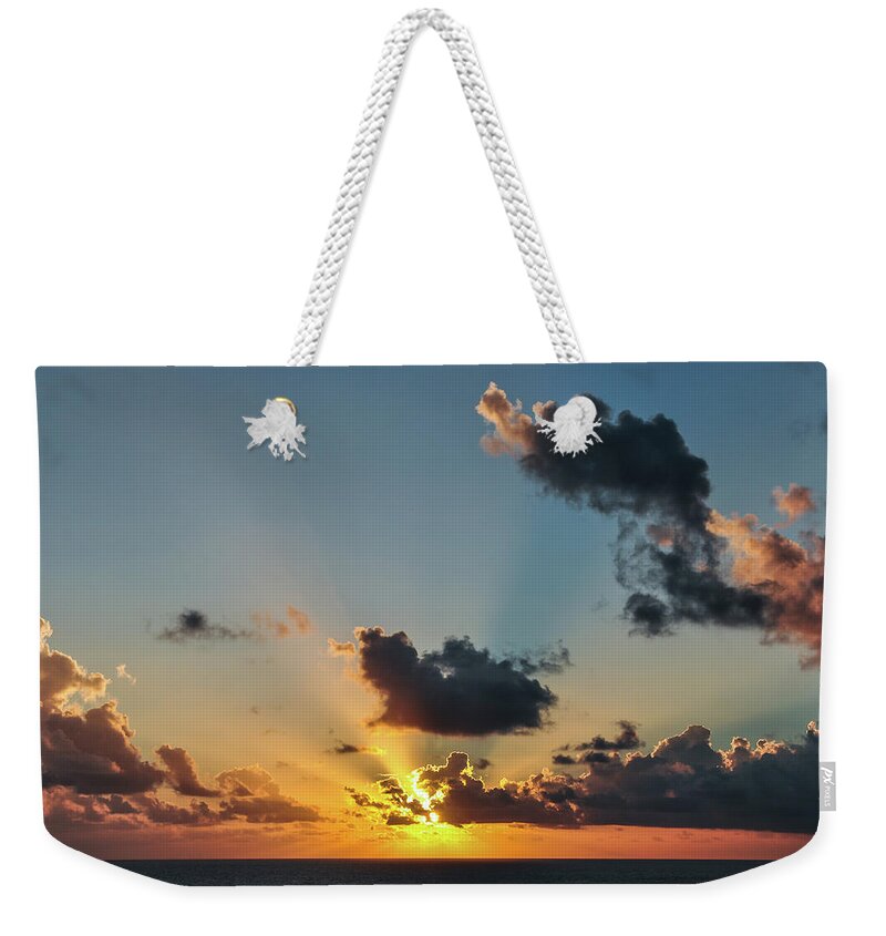 Caribbean Weekender Tote Bag featuring the photograph Sunset in the Caribbean Sea by Joel Thai