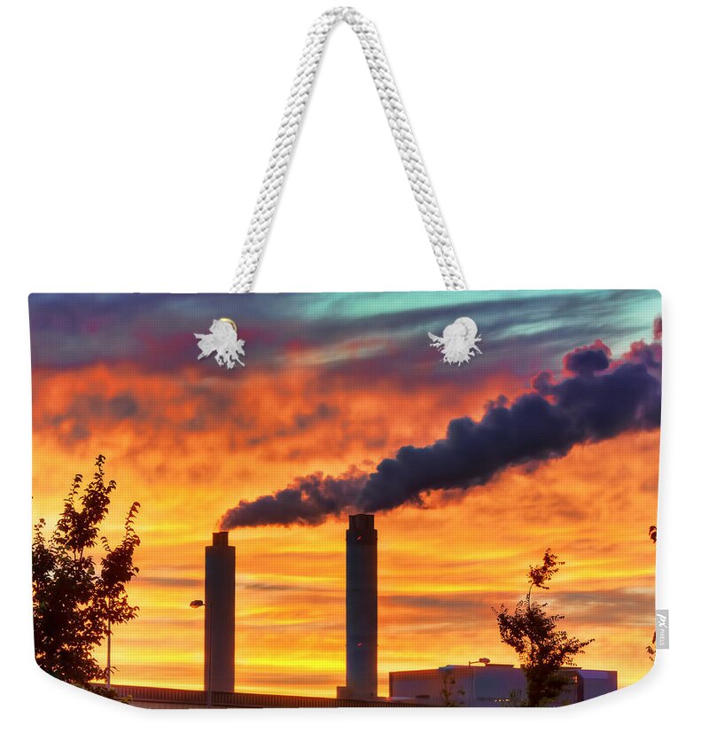 Netherland Weekender Tote Bag featuring the photograph Sunset Industry by Nadia Sanowar
