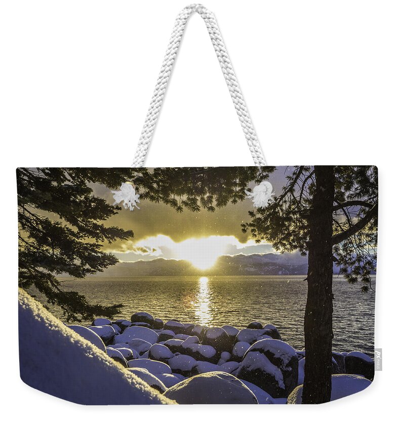Sunset Weekender Tote Bag featuring the photograph Sunset Light Lake Tahoe by Martin Gollery