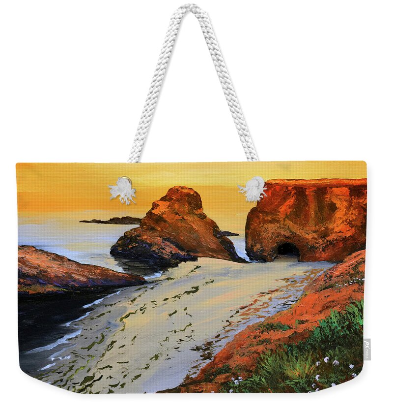 Sunset North Of Fort Bragg Ca Weekender Tote Bag featuring the painting Sunset North Of Fort Bragg CA by Frank Wilson