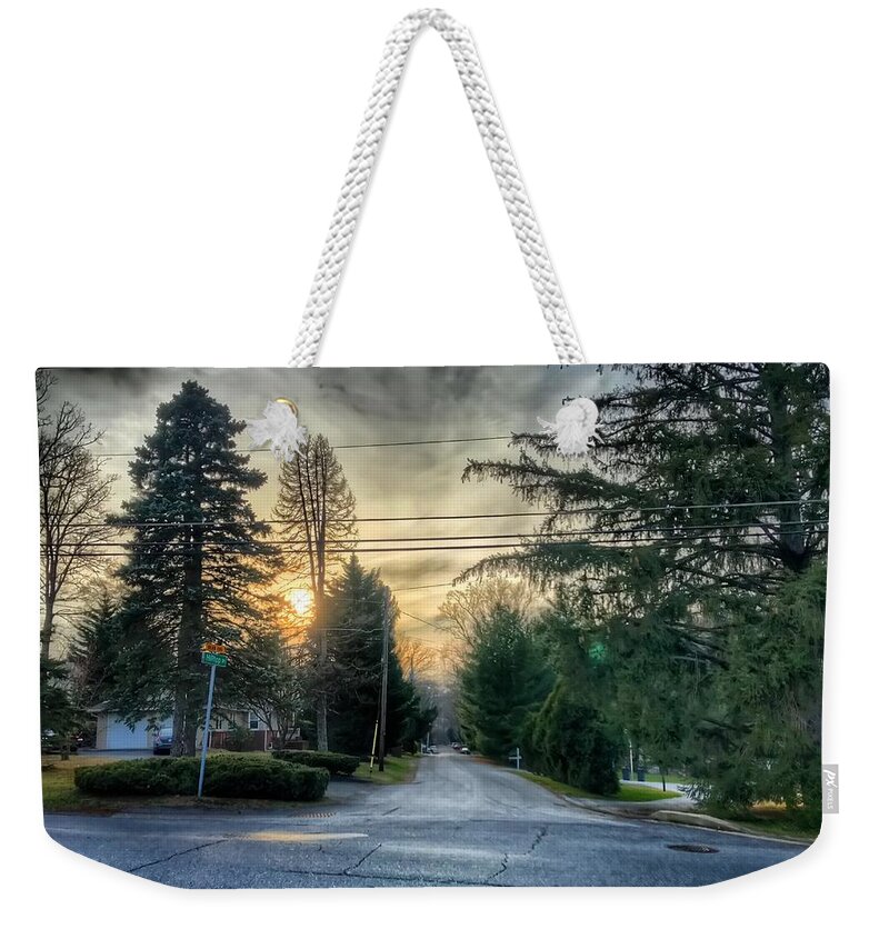 Sunset Weekender Tote Bag featuring the photograph Sunset on Hilltop Drive by Chris Montcalmo