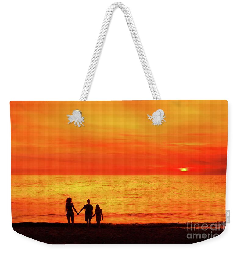 Sunset On The Beach Weekender Tote Bag featuring the digital art Sunset On The Beach by Randy Steele