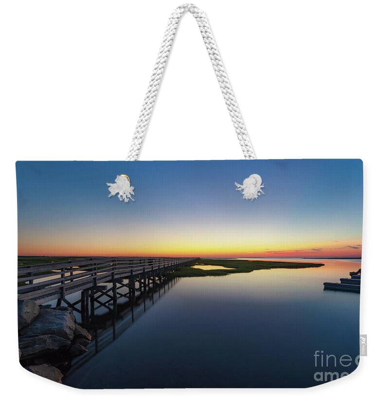 Sunset On The Boardwalk At Grays Beach Cape Cod Weekender Tote Bag featuring the photograph Sunset on the Boardwalk at Grays Beach Cape Cod by Michelle Constantine