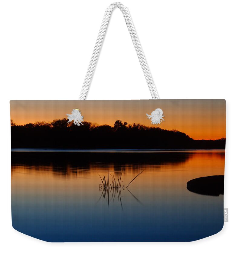 James Smullins Weekender Tote Bag featuring the photograph Sunset on the Llano river by James Smullins