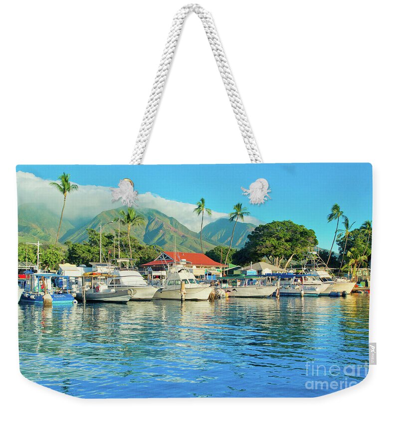 Lahaina Harbour Weekender Tote Bag featuring the photograph Sunset on the Marina Lahaina Harbour Maui Hawaii by Sharon Mau