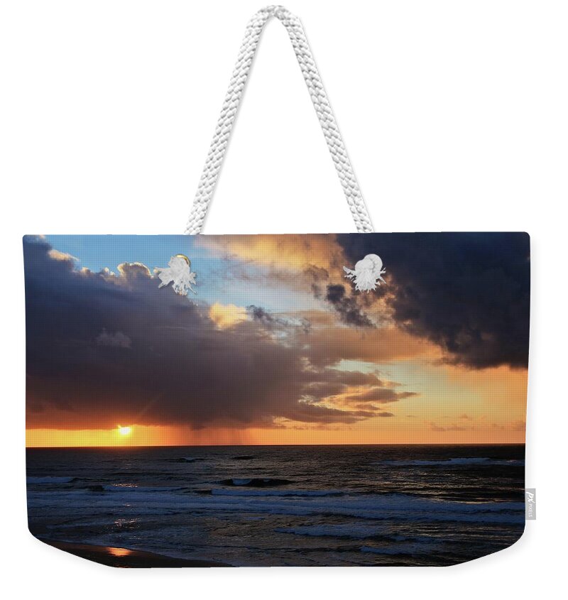 Sunset Weekender Tote Bag featuring the photograph Sunset on the Pacific by KATIE Vigil