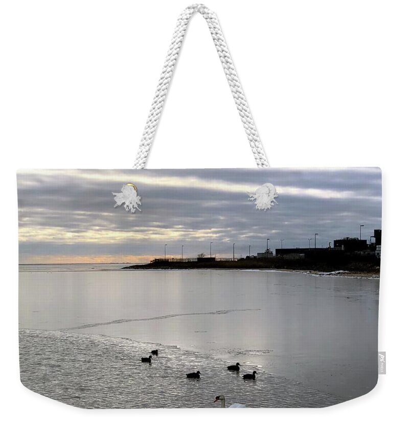 Beach Weekender Tote Bag featuring the photograph Sunset on the Water by CAC Graphics