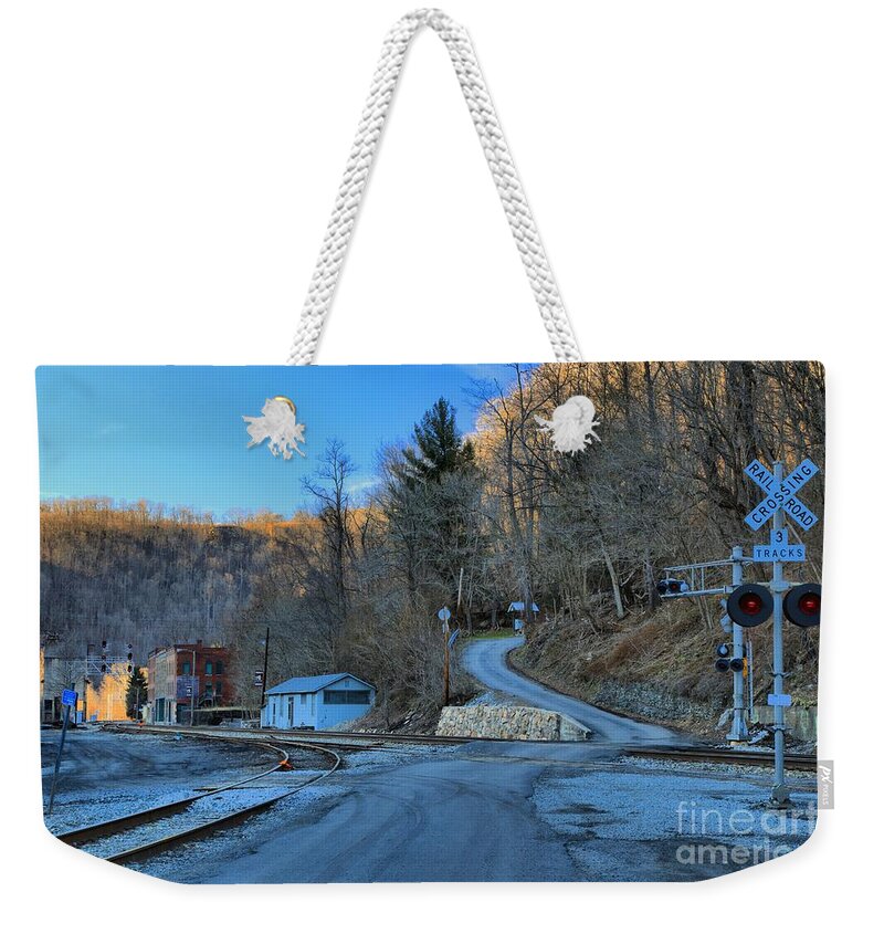 Thurmond Weekender Tote Bag featuring the photograph Sunset On Thurmond West Virginia by Adam Jewell
