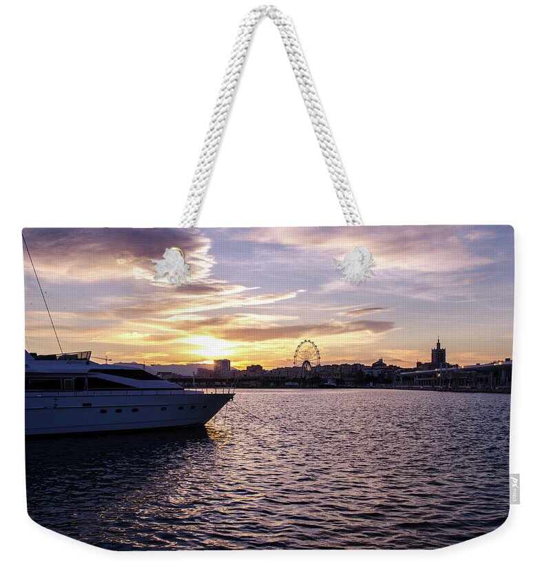 Sunset In Malaga Weekender Tote Bag featuring the photograph Sunset over Malaga, Costa del Sol by AM FineArtPrints