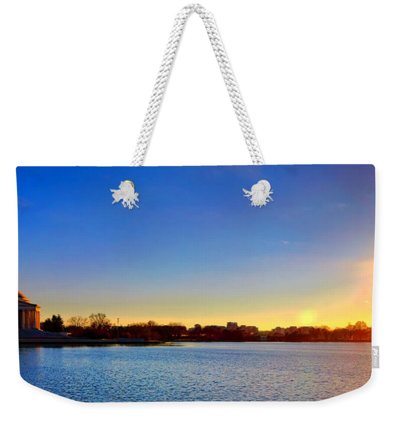 Jefferson Weekender Tote Bag featuring the photograph Sunset over the Jefferson Memorial by Olivier Le Queinec