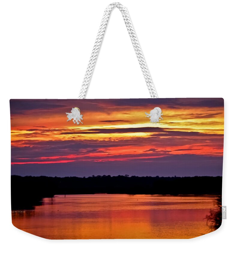 Tomoka River Weekender Tote Bag featuring the photograph Sunset Over the Tomoka by DigiArt Diaries by Vicky B Fuller