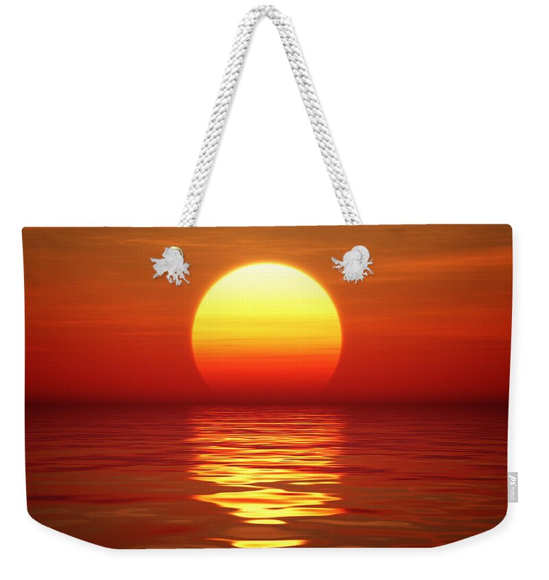 Sunset Weekender Tote Bag featuring the photograph Sunset over tranqual water by Johan Swanepoel