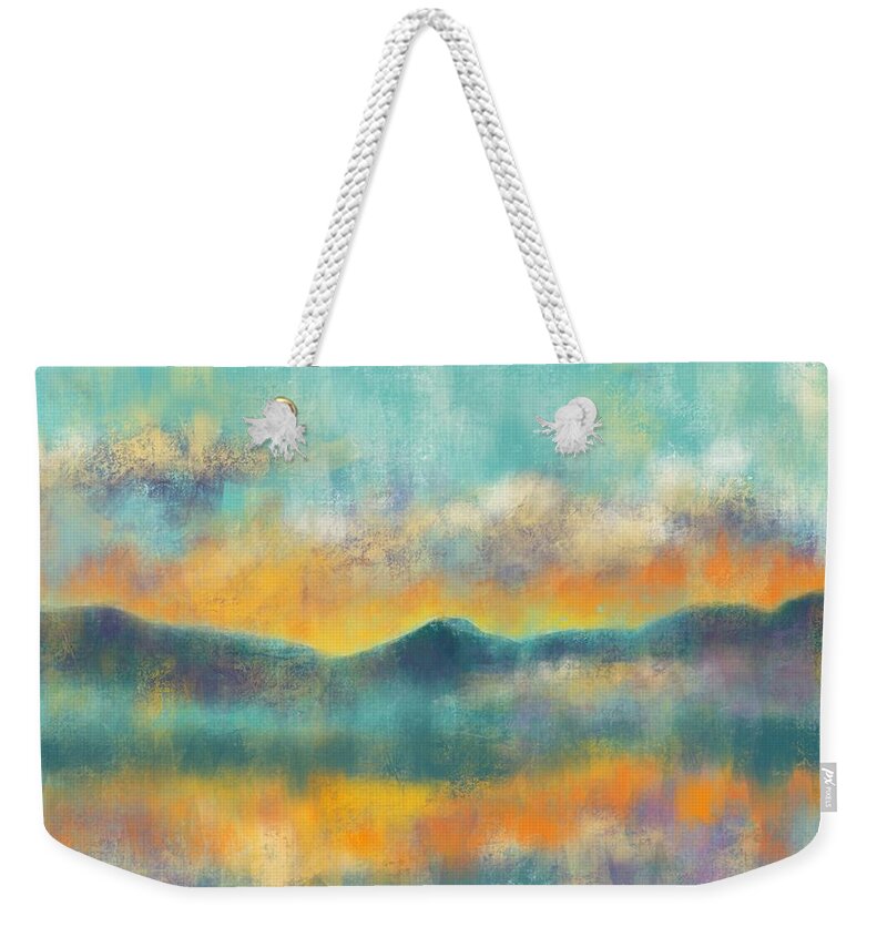 Sunset Weekender Tote Bag featuring the digital art Sunset Reflections by David G Paul