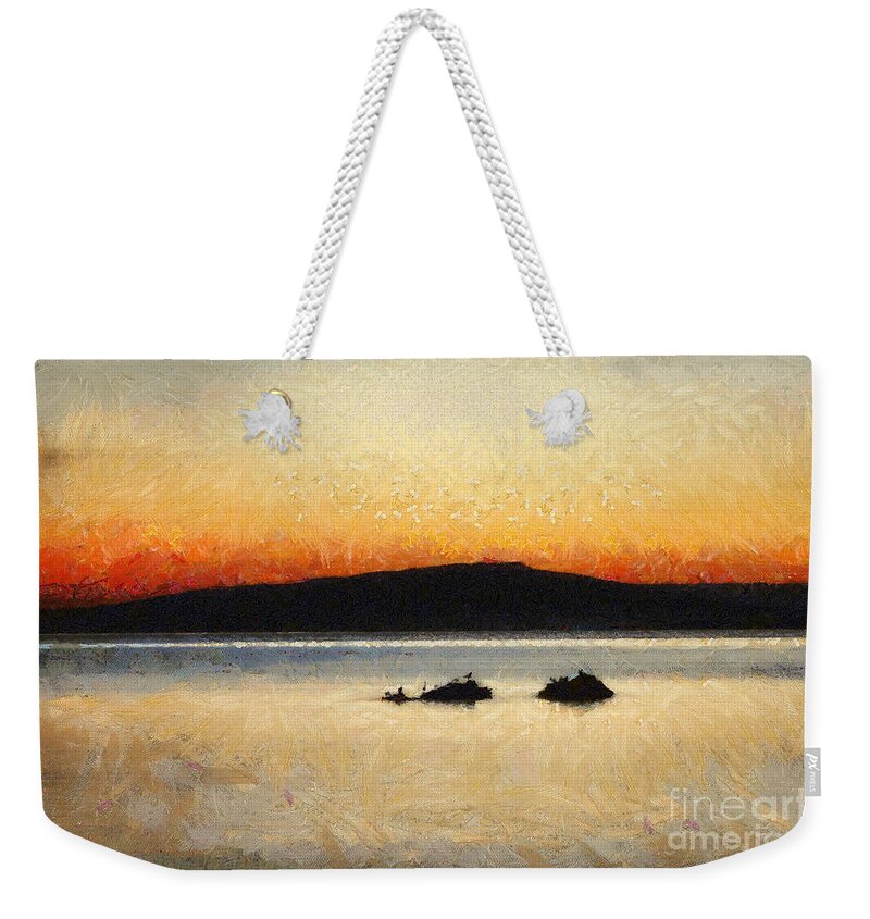 Art Weekender Tote Bag featuring the painting Sunset Seascape by Dimitar Hristov