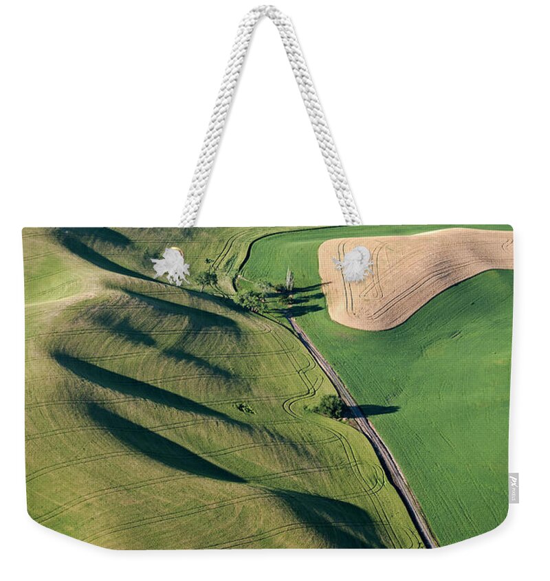 Aerial Weekender Tote Bag featuring the photograph Sunset Shadows by Doug Davidson