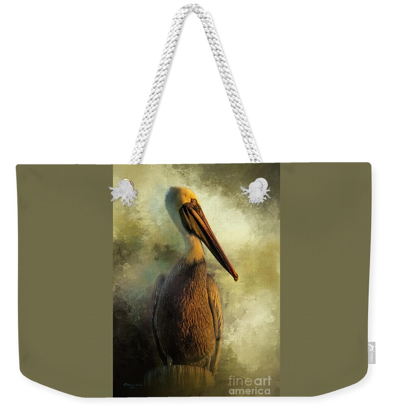 Pelican Weekender Tote Bag featuring the photograph Sunset Stare by Marvin Spates
