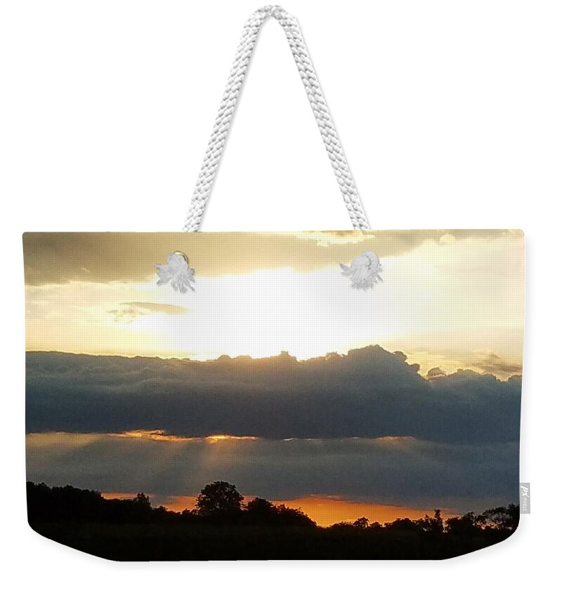Sunset Weekender Tote Bag featuring the photograph Sunset Through the Dark by Vic Ritchey