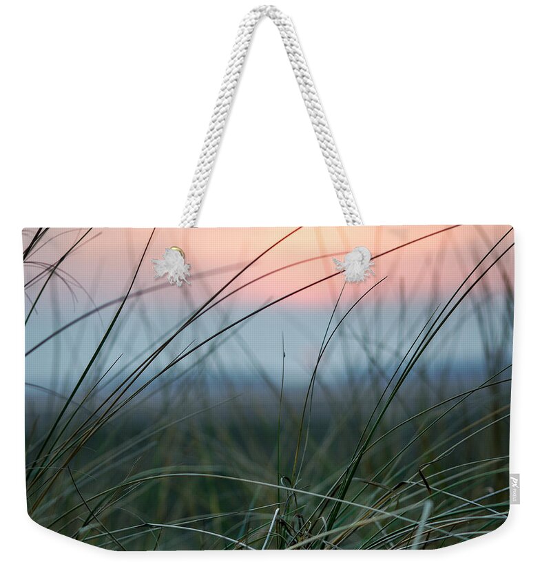 Sun Weekender Tote Bag featuring the photograph Sunset through the marsh grass by Spikey Mouse Photography