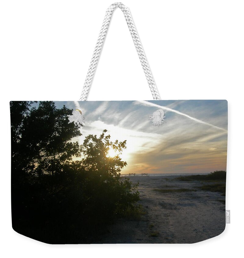 Sunset Weekender Tote Bag featuring the photograph Sunset Trails by Deborah Ferree