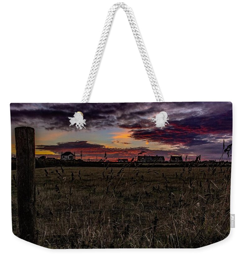 Landscape Weekender Tote Bag featuring the photograph Sunset view by Claire Whatley