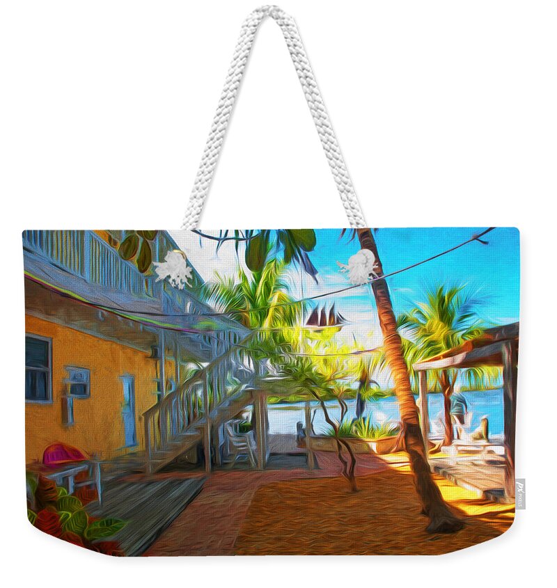 Sunset Villas Weekender Tote Bag featuring the photograph Sunset Villas Patio by Ginger Wakem