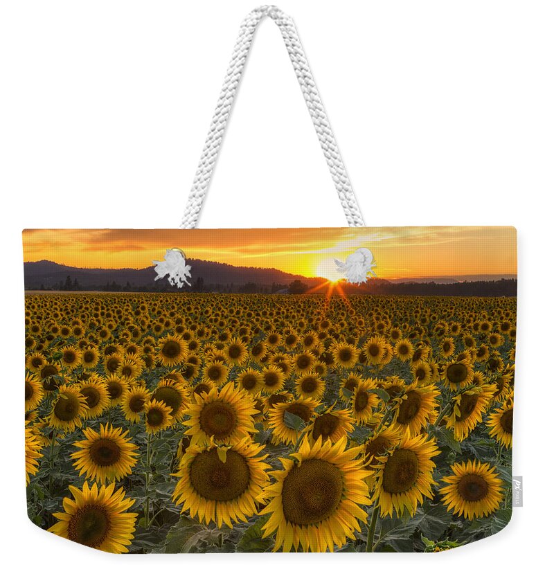 Sunflower Weekender Tote Bag featuring the photograph Sunshine and Happiness by Mark Kiver