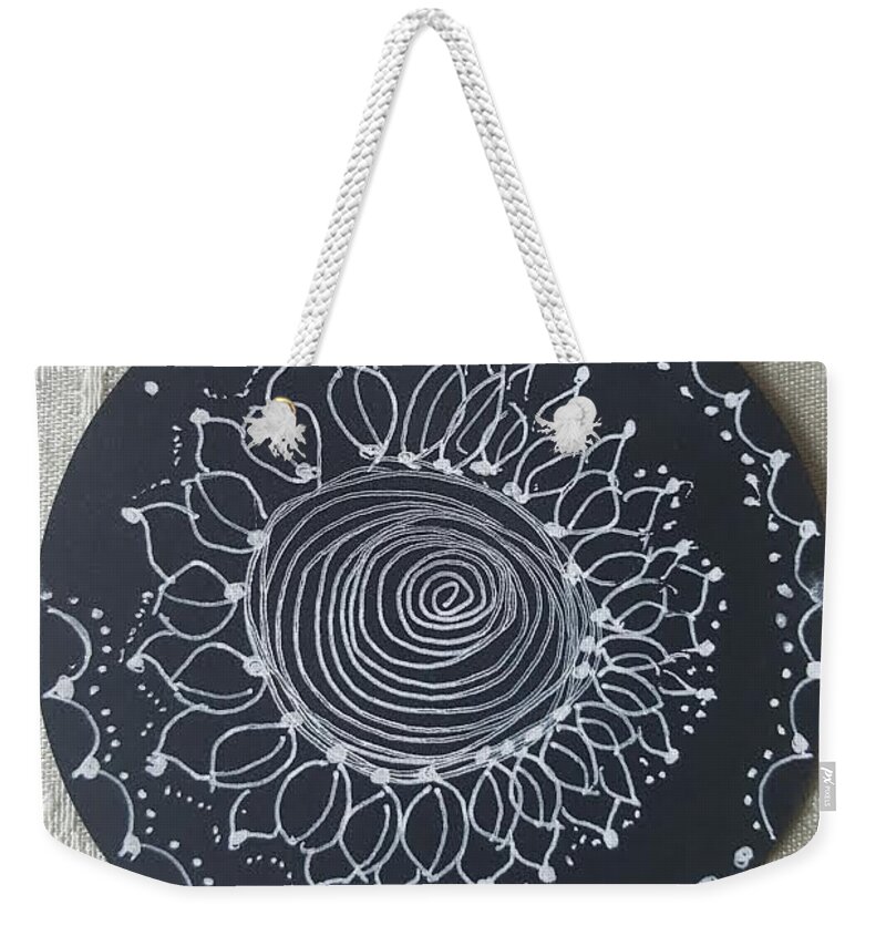 Zentangle Weekender Tote Bag featuring the drawing Sunshine by Carole Brecht