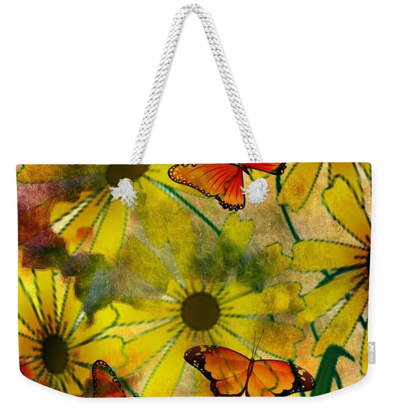 Sunshine Daisies Weekender Tote Bag featuring the digital art Sunshine Daisies by Maria Urso