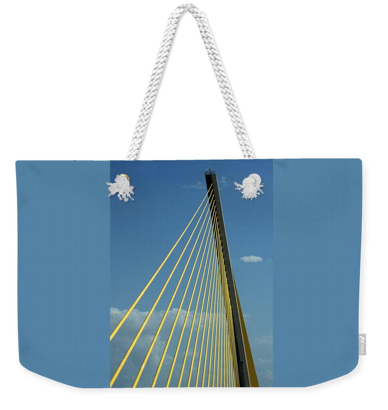 Bridge Weekender Tote Bag featuring the photograph Sunshine Skyway Bridge - Color by Mitch Spence